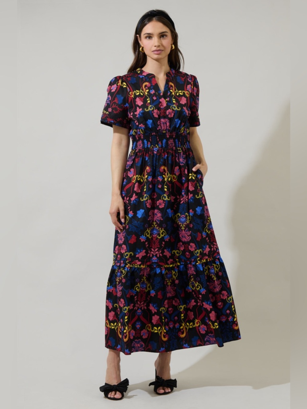 NWT Sugarlips Palmero Midnight Belraj Poplin Maxi Dress